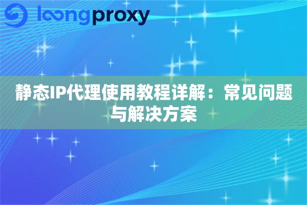 静态IP代理使用教程详解：常见问题与解决方案
