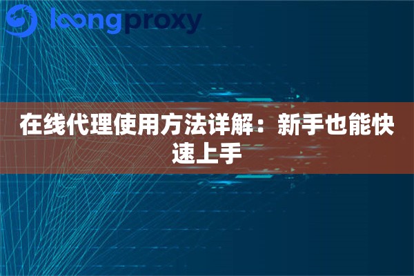 在线代理使用方法详解：新手也能快速上手