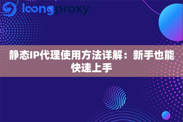 静态IP代理使用方法详解：新手也能快速上手