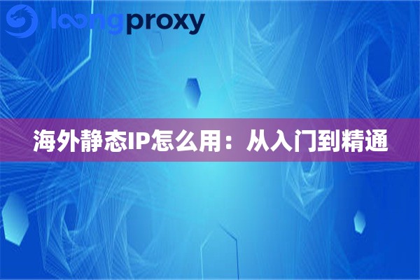 海外静态IP怎么用:从入门到精通 海外静态IP怎么用:从入门到精通