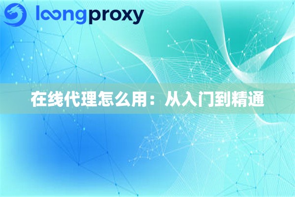 在线代理怎么用:从入门到精通 在线代理怎么用:从入门到精通