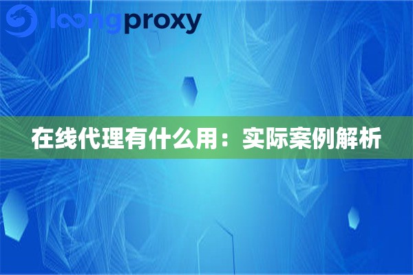 在线代理有什么用:实际案例解析 在线代理有什么用:实际案例解析
