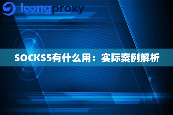 SOCKS5有什么用:实际案例解析 SOCKS5有什么用:实际案例解析
