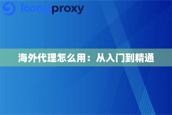 海外代理怎么用:从入门到精通 海外代理怎么用:从入门到精通