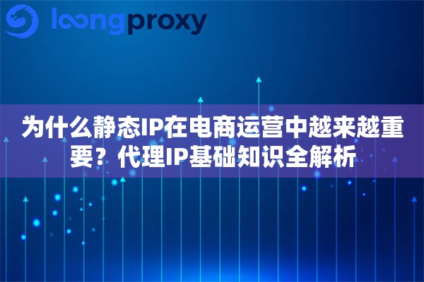 为什么静态IP在电商运营中越来越重要？代理IP基础知识全解析