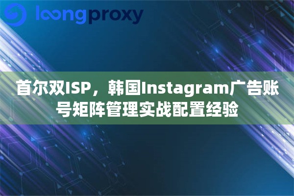 首尔双ISP，韩国Instagram广告账号矩阵管理实战配置经验