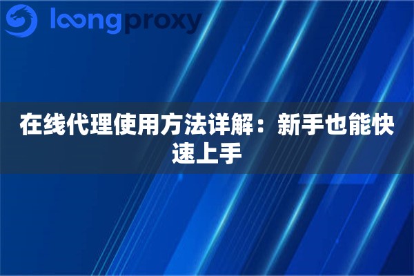 在线代理使用方法详解：新手也能快速上手