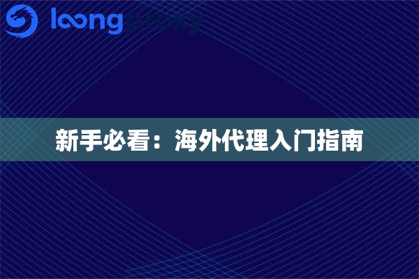 新手必看:海外代理入门指南 新手必看:海外代理入门指南