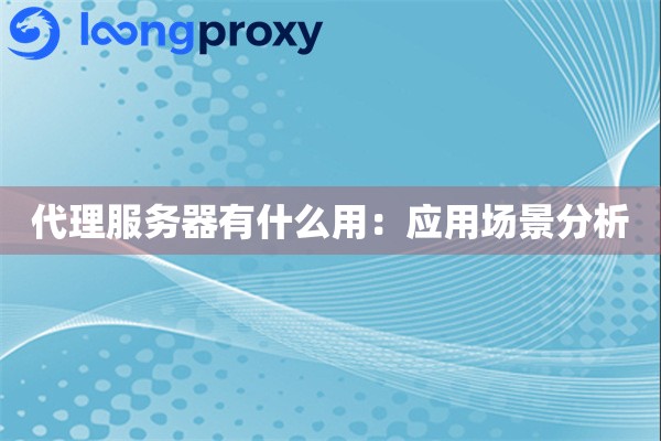 代理服务器有什么用:应用场景分析 代理服务器有什么用:应用场景分析