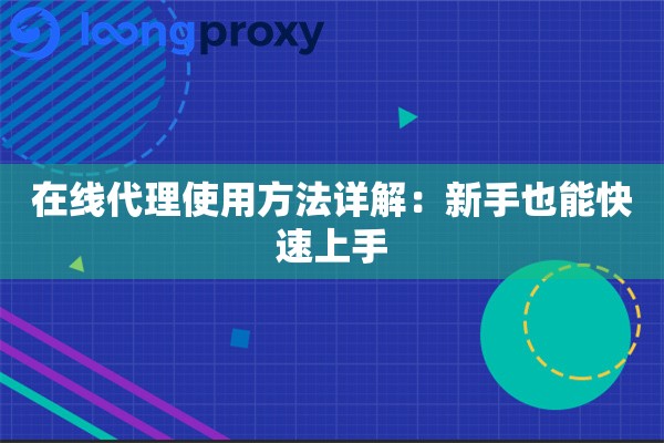 在线代理使用方法详解：新手也能快速上手