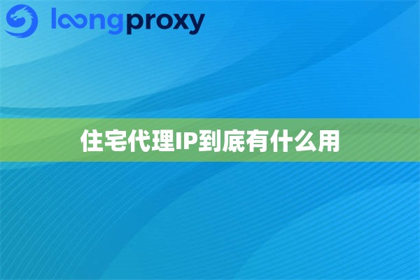 住宅代理IP到底有什么用 住宅代理IP到底有什么用