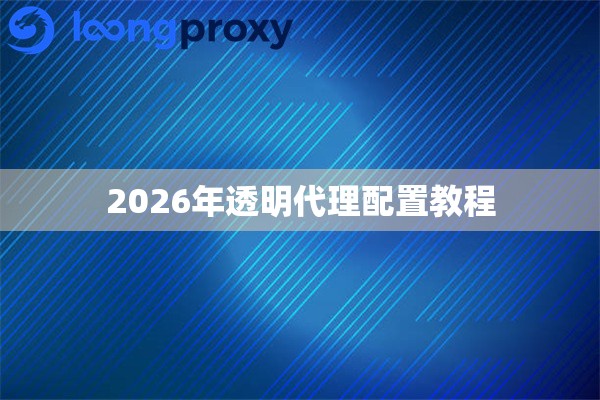 2026年透明代理配置教程 2026年透明代理配置教程
