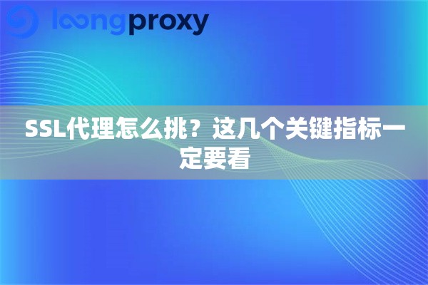 SSL代理怎么挑?这几个关键指标一定要看 SSL代理怎么挑?这几个关键指标一定要看