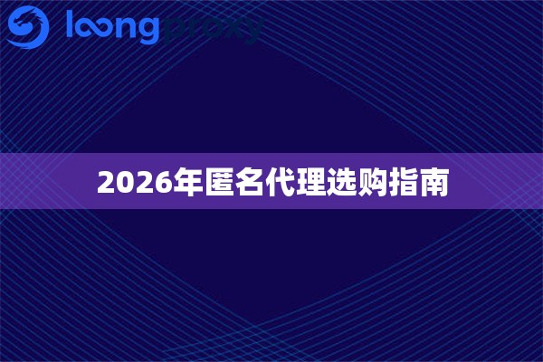 2026年匿名代理选购指南 2026年匿名代理选购指南
