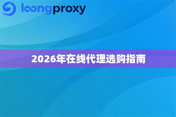2026年在线代理选购指南