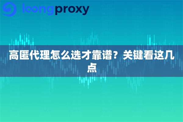 高匿代理怎么选才靠谱？关键看这几点