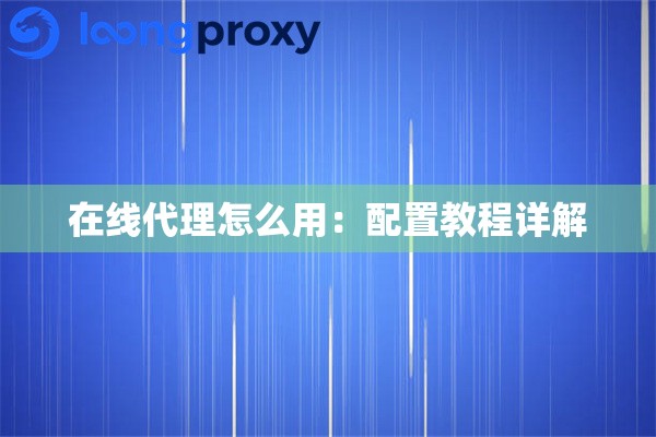 在线代理怎么用:配置教程详解 在线代理怎么用:配置教程详解