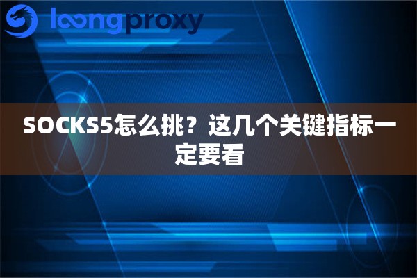SOCKS5怎么挑？这几个关键指标一定要看