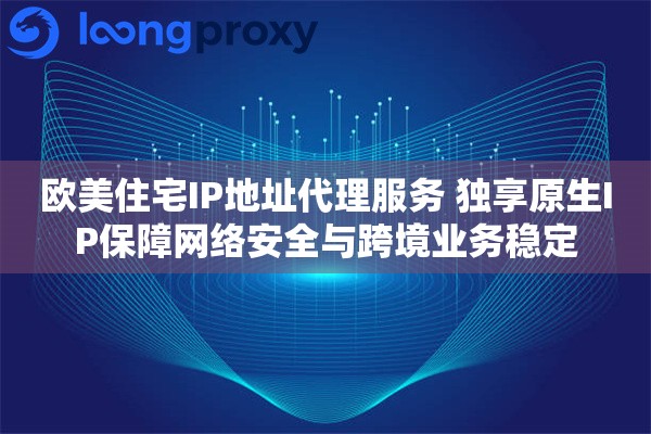 欧美住宅IP地址代理服务 独享原生IP保障网络安全与跨境业务稳定