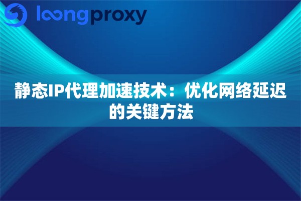 静态IP代理加速技术：优化网络延迟的关键方法