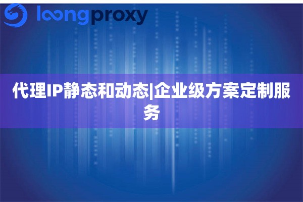 代理IP静态和动态|企业级方案定制服务