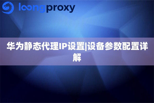 华为静态代理IP设置|设备参数配置详解