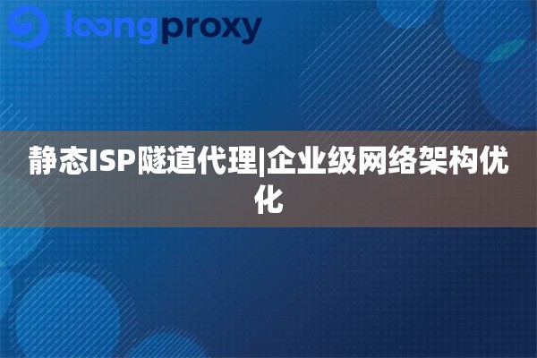 静态ISP代理IP|企业级网络架构优化