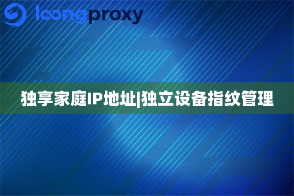 独享家庭IP地址|独立设备指纹管理