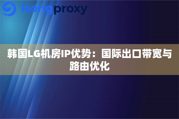 韩国LG机房IP优势：国际出口带宽与路由优化