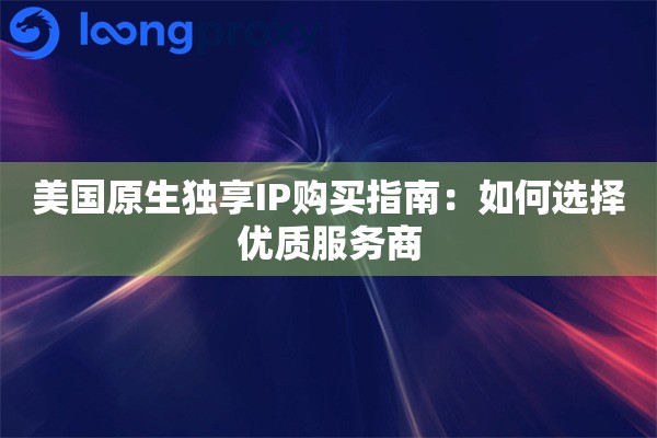 美国原生独享IP购买指南：如何选择优质服务商
