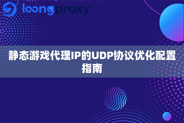 静态游戏代理IP的UDP协议优化配置指南