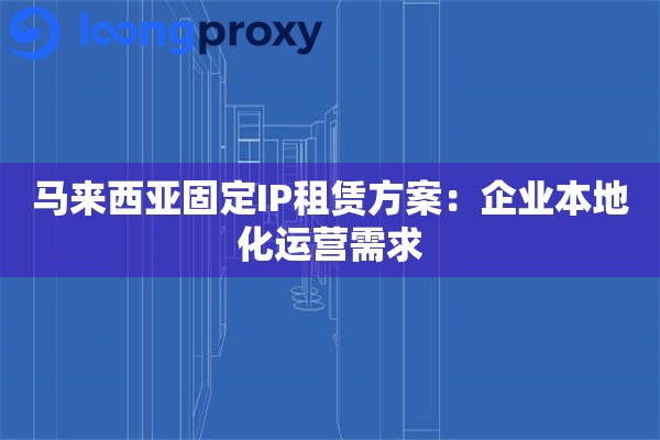 马来西亚固定IP租赁方案：企业本地化运营需求