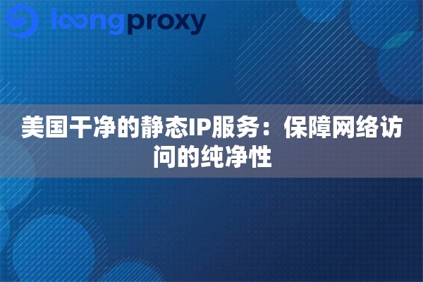 美国干净的静态IP服务：保障网络访问的纯净性