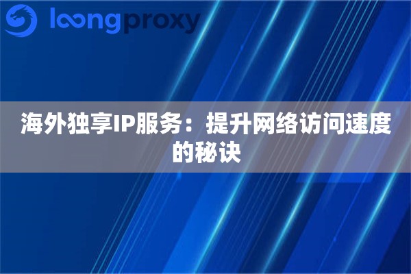 海外独享IP服务：提升网络访问速度的秘诀