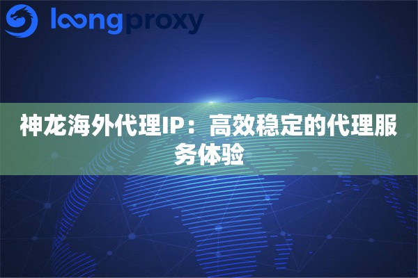 神龙海外代理IP：高效稳定的代理服务体验