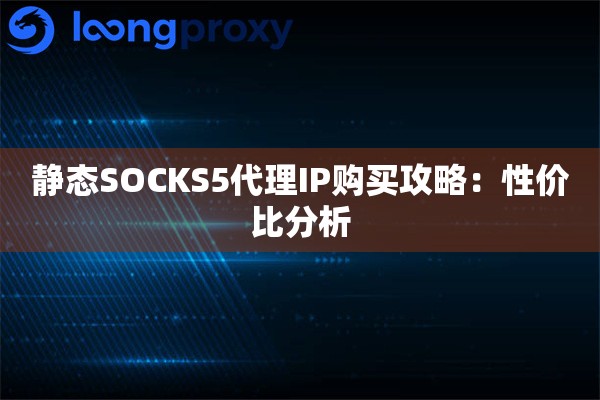 静态SOCKS5代理IP购买攻略：性价比分析