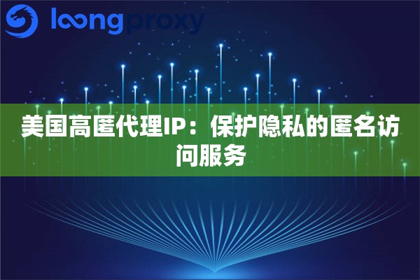 美国高匿代理IP：保护隐私的匿名访问服务