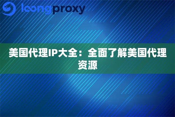 美国代理IP大全：全面了解美国代理资源