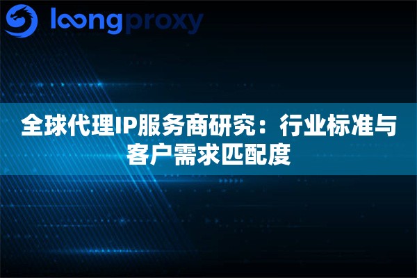 全球代理IP服务商研究：行业标准与客户需求匹配度