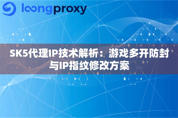 SK5代理IP技术解析：游戏多开防封与IP指纹修改方案
