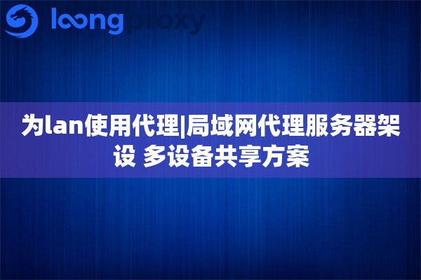 为lan使用代理|局域网代理服务器架设 多设备共享方案