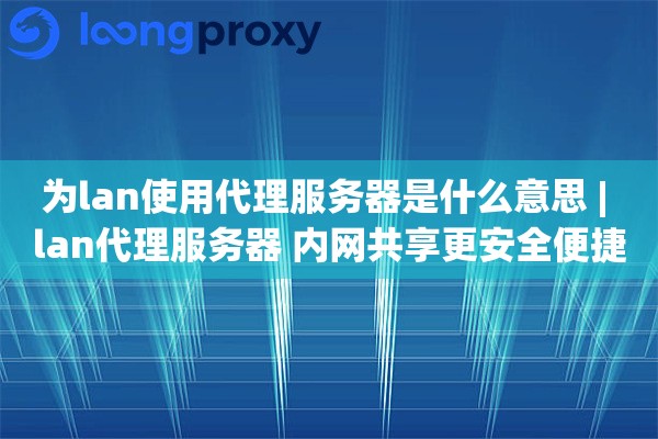 为lan使用代理服务器是什么意思 | lan代理服务器 内网共享更安全便捷