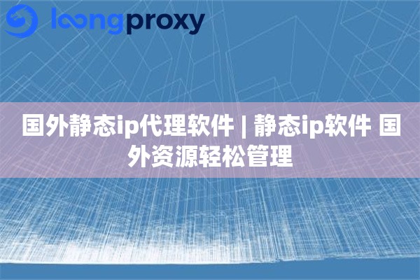 国外静态ip代理软件 | 静态ip软件 国外资源轻松管理