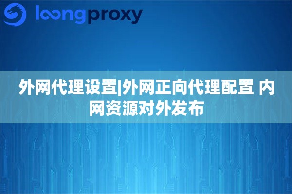 外网代理设置|外网正向代理配置 内网资源对外发布