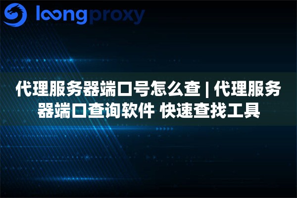 代理服务器端口号怎么查 | 代理服务器端口查询软件 快速查找工具