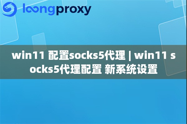 win11 配置socks5代理 | win11 socks5代理配置 新系统设置