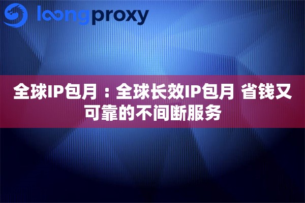 全球IP包月 : 全球长效IP包月 省钱又可靠的不间断服务