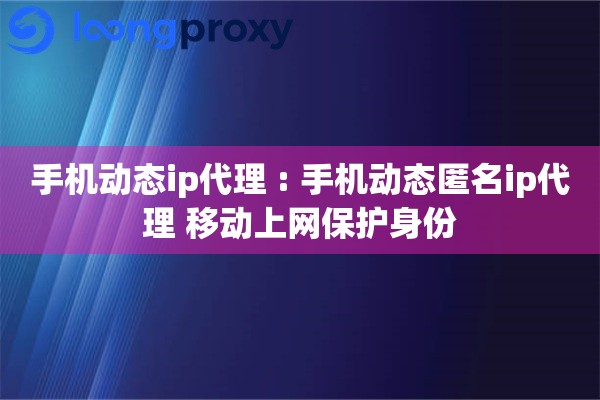手机动态ip代理 : 手机动态匿名ip代理 移动上网保护身份