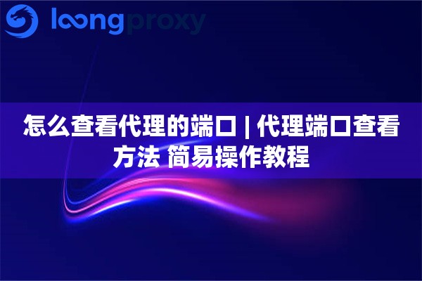 怎么查看代理的端口 | 代理端口查看方法 简易操作教程