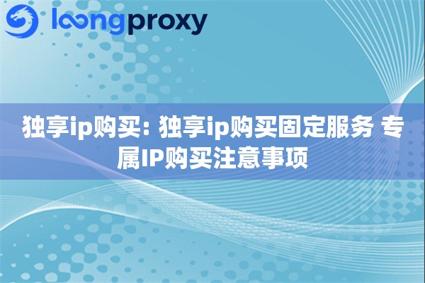 独享ip购买: 独享ip购买固定服务 专属IP购买注意事项
